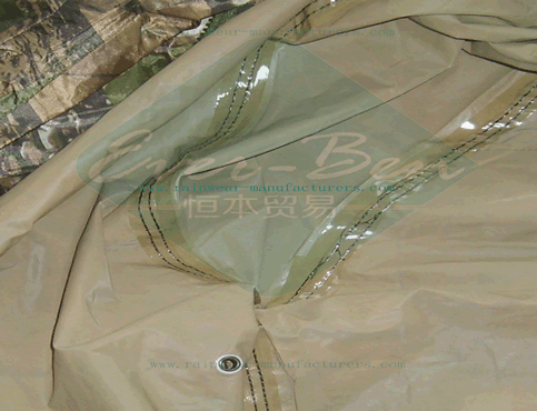 Camouflage rainwear inside seams taping